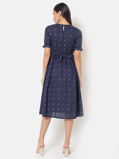 Sanchi Navy Gathered Dress