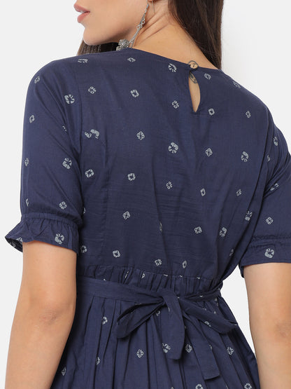 Sanchi Navy Gathered Dress