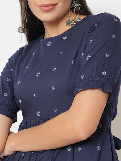 Sanchi Navy Gathered Dress