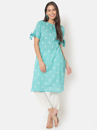Sanchi Blue Ruffled Kurta