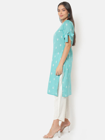 Sanchi Blue Ruffled Kurta