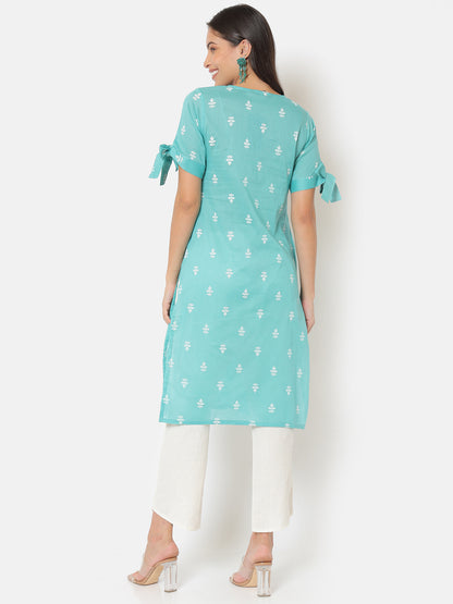 Sanchi Blue Ruffled Kurta