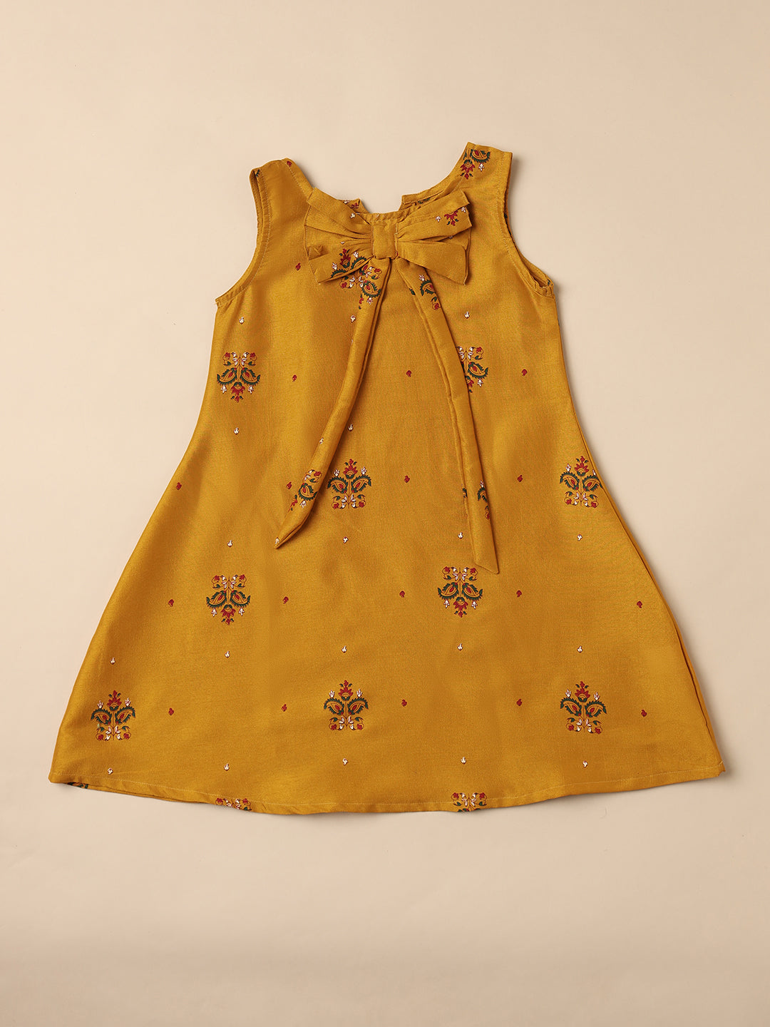 Saaki Girls Summer Soft Mustard A-line Dress