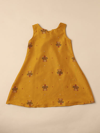  Saaki Girls Summer Soft Mustard A-line Dress