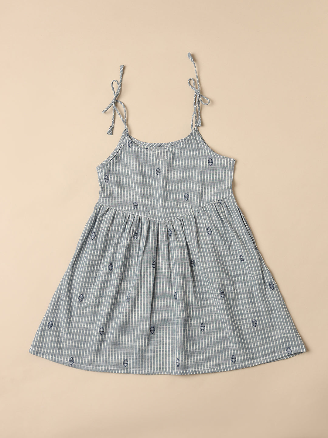 Saaki Girls Summer Soft Blue Tie Up Dress