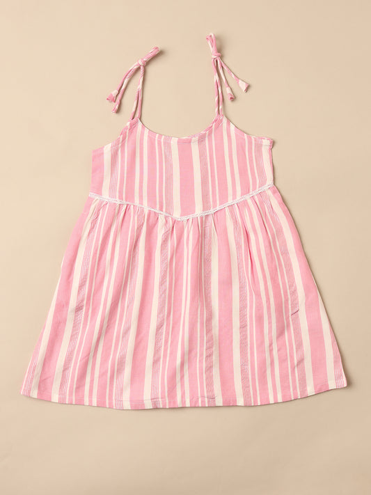  Saaki Girls Summer Soft Pink Tie Up Dress