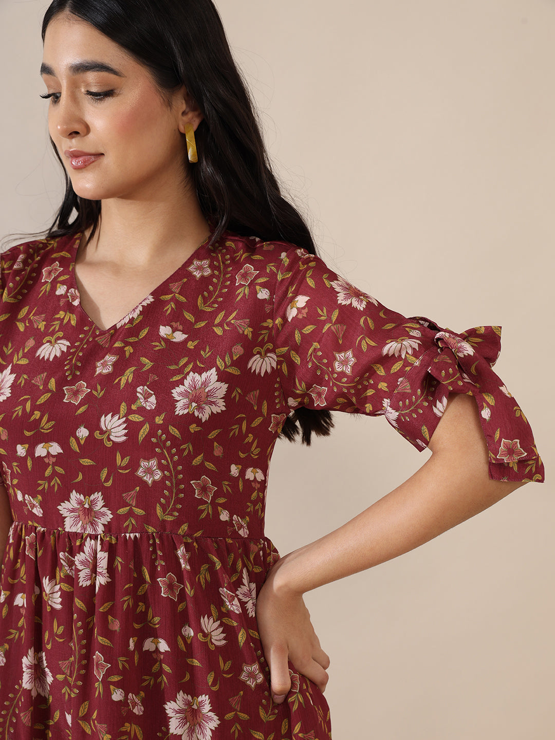 Pakeezah Maroon Tiered Dress