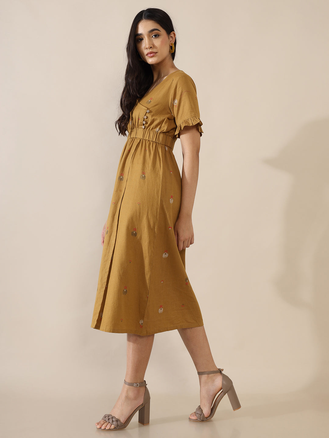 Weave Imprints Mustard Overlap Dress