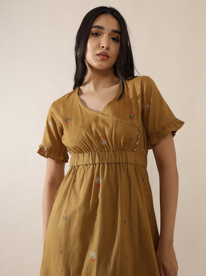 Weave Imprints Mustard Overlap Dress