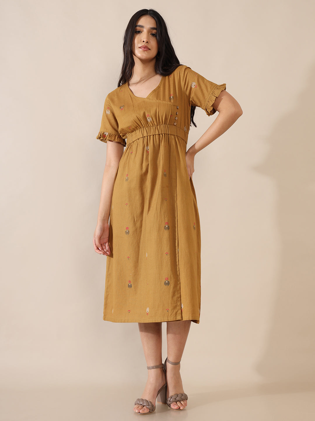 Weave Imprints Mustard Overlap Dress