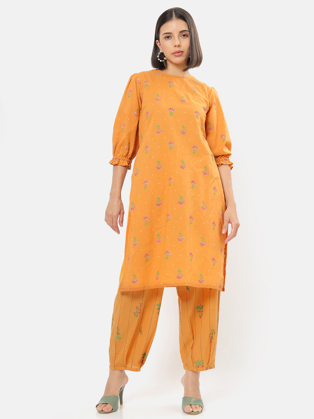 Buy Nakkashi Peach Silk Pant Style Salwar Suit Online