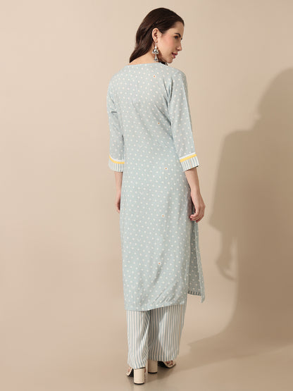 Wildflower Blue Polka Kurta Set