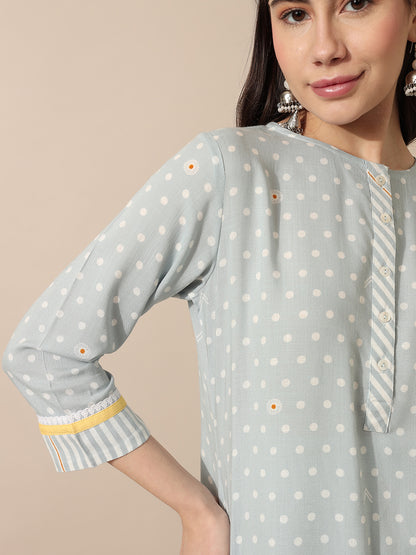 Wildflower Blue Polka Kurta Set