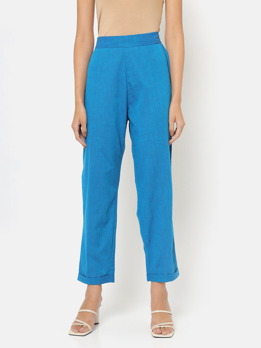 Saaki Women Weaves of South Blue Solid Trouser